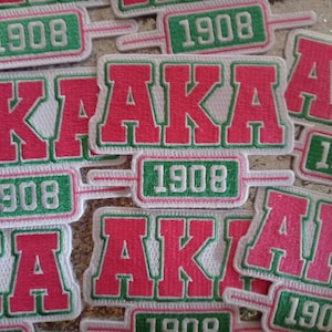 4 inch AKA Pink and Green Iron-on Patch