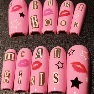 Pink Burn Book Press On Nails Set
