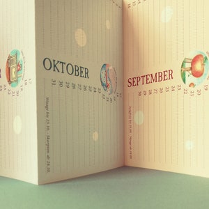 Geburtstagskalender- Leporello, geschlossen Din A6, geöffnet 14,8 x 63 cm, Wandkalender, immerwährend, schmales Hochformat