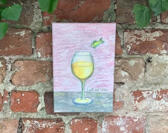 Canvas print -"Lust auf Wein", 20 x 30 cm, wall decoration, maritime, kitchen picture