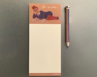 magnetischer Notizblock + Stift mit Magnet als Set "oh wie schön!", 6,5 x 14,8 cm, Block: 50 Blatt, 6,5x14,8 cm, Bleistift ca. 8 cm