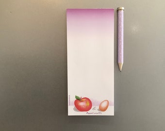 magnetischer Notizblock und Stift mit Magnet als Set - "Appel & Ei", Block: 50 Blatt, 6,5 x 14,8 cm, Bleistift ca. 8 cm, Kühlschrankmagnet