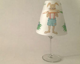 Weinglas-Lampenschirm "Frohe Ostern",handgemacht, festes Transparentpapier, Wohndekor, Tischdeko für Ostern, Kerzenschein, Digitaldruck