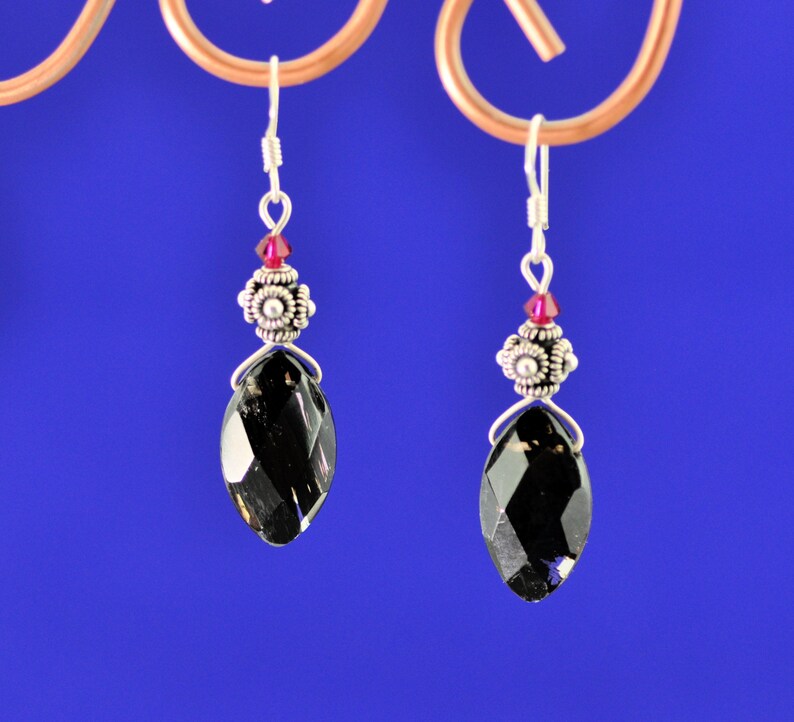 Faceted Moss Agate Marquise beads Bali Sterling Silver dangle Earrings