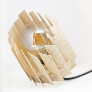 Handmade beechwood table lamp chiaroscuro handprinted, scandinavian & articulated design image 3