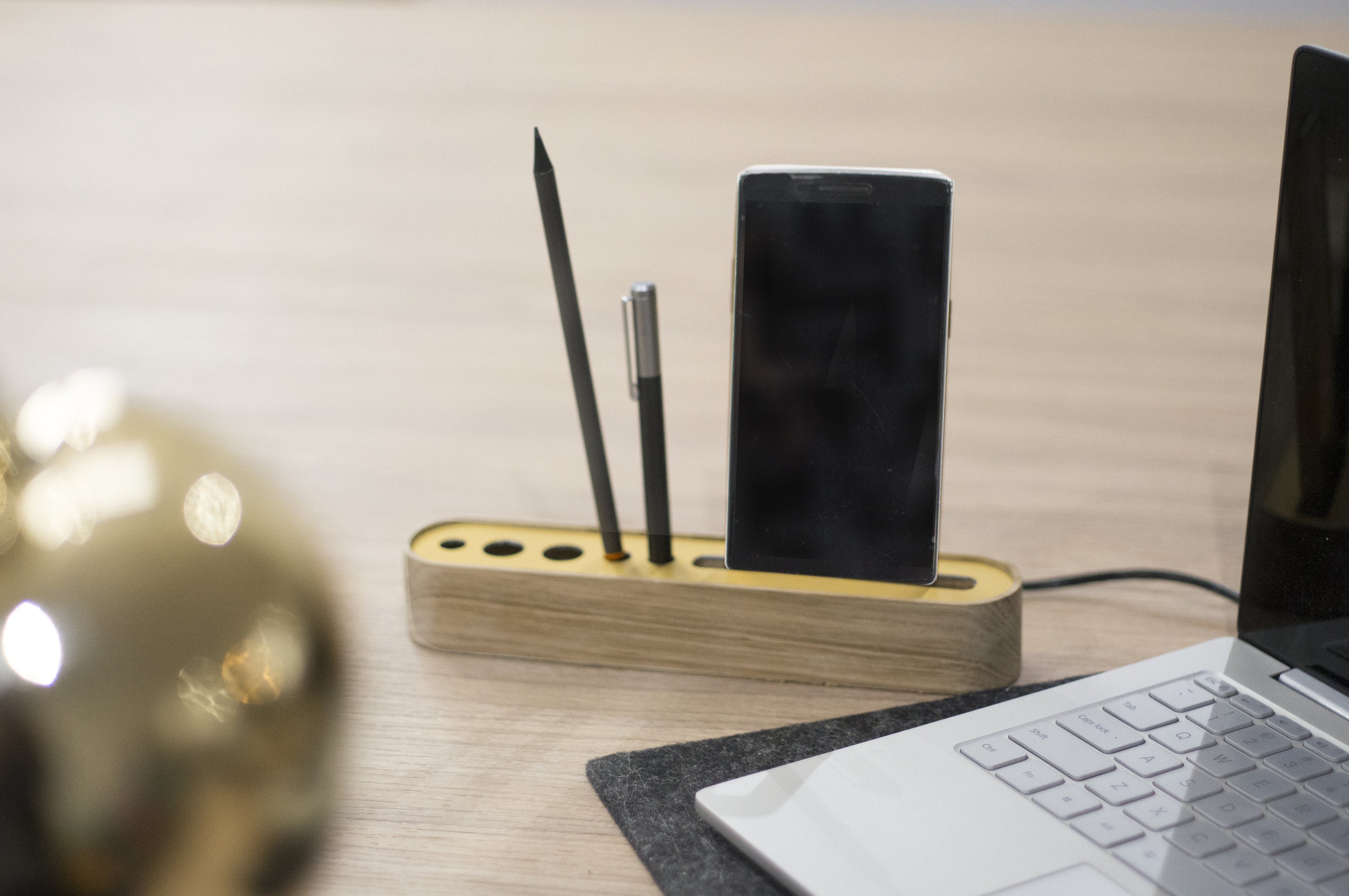 Office Organizer Charging Dock for iPhone With Oakwood and - Etsy