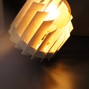 Handmade beechwood table lamp chiaroscuro handprinted, scandinavian & articulated design image 4