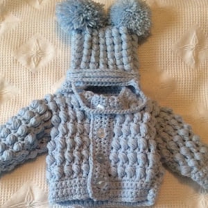 Boys crochet cardigan and hat