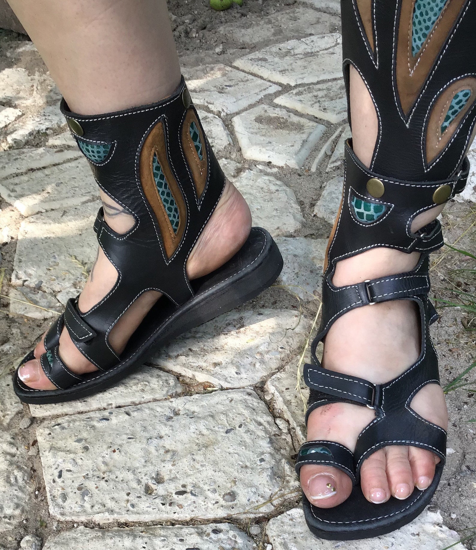 dark blue gladiator sandals