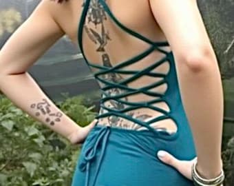 Mini Dress,Tunic with corset wise strappy back,Rave Festival,beach