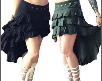 Ruffled linen flamengo skirt,short to long,boho,burlesque,hippie,gipsy,steampunk