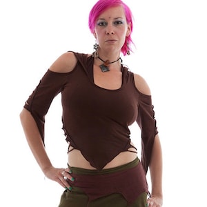 Slashed-Back-Top-Cotton with long pointy hoodie,Pixie,witch,Festival,punk,rave,psytrance,psywear,festival
