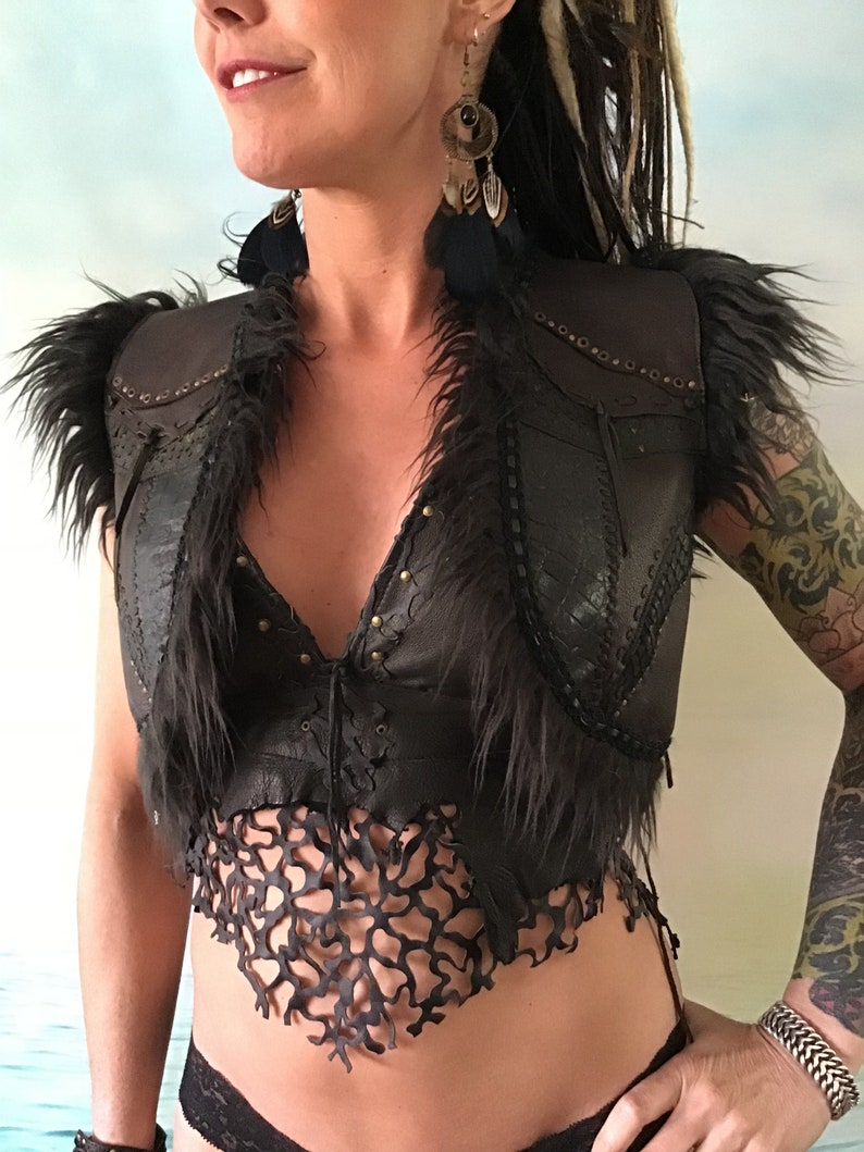 Bolero-vest black leather studded patchwork,goth,fusion,psywear,steampunk,punk,Burning man,Wasteland