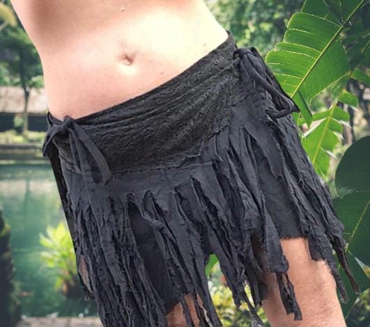 Mini-skirt,wrap-skirt  with tassels and laces,cosplay,pixie,hippie,rave,tribal,burner