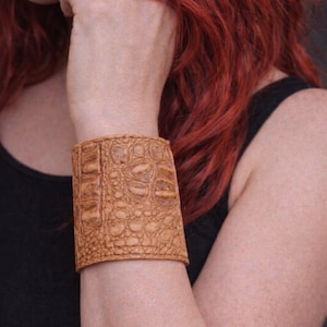 Manchetarmband,polsband,armband krokodillenprint leer,zigeuner,steampunk,biker