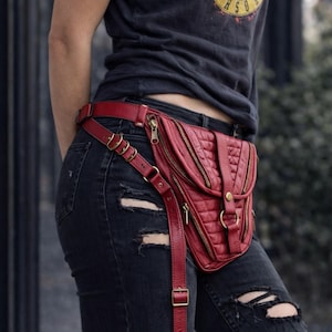 Leather Holsterbag,Utility,legholster,Hipbag,Lara Croft,Burning Man,biker,rocker