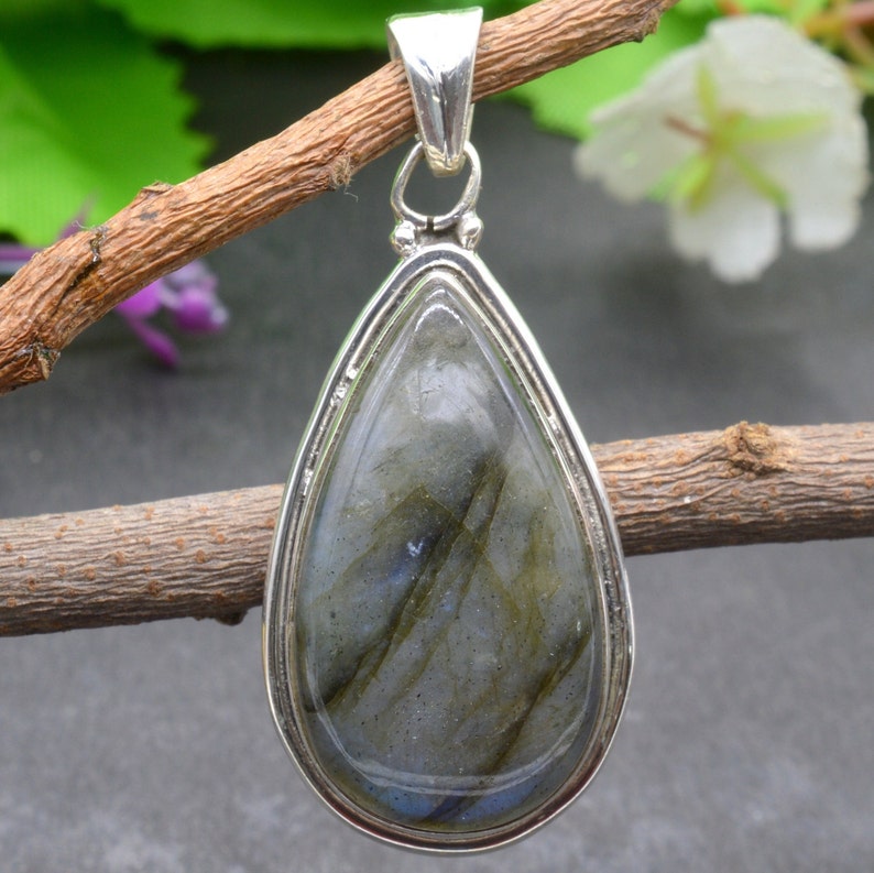 Wedding Gift P95 Sterling Silver Pendant Pear Labradorite Pendant Blue Labradorite Pendant Birthstone Pendant Labradorite Pendant