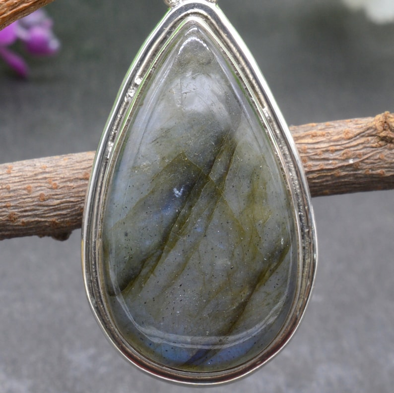 Wedding Gift P95 Sterling Silver Pendant Pear Labradorite Pendant Blue Labradorite Pendant Birthstone Pendant Labradorite Pendant