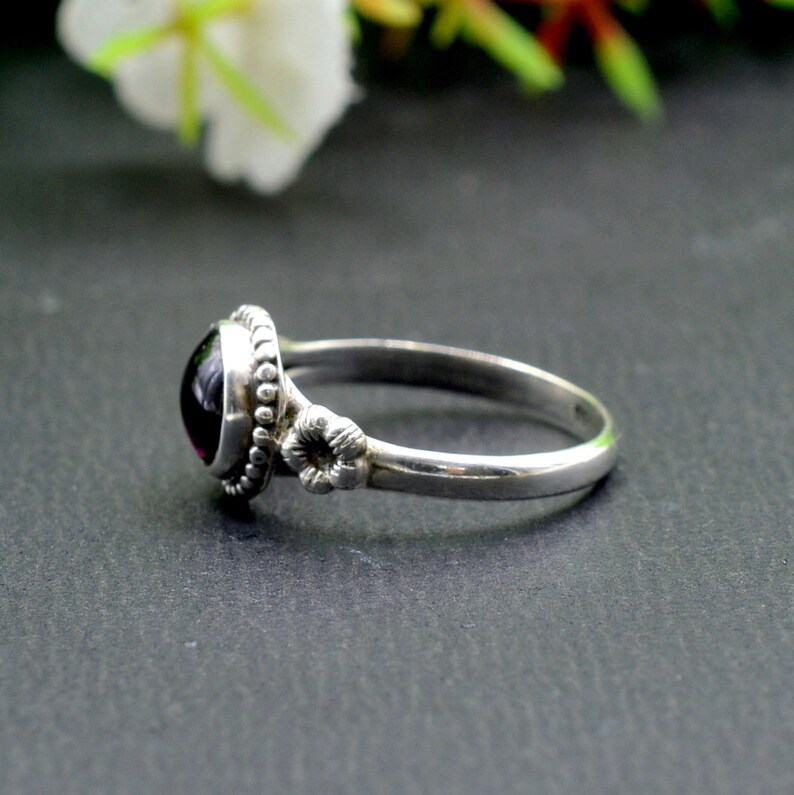 Sterling Silver Ring Gift for Her R204 Rhodolite Garnet Ring Square Gemstone Ring January Birthstone Ring Garnet Ring Minimalist Ring
