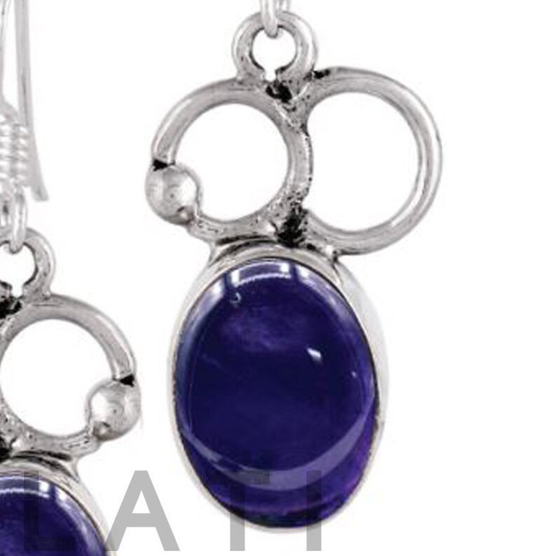 Drop-Dangle Earrings Sterling Silver Earrings Amethyst Earrings Oval Gemstone Earrings Solid Silver R475 February Birthstone Earrings