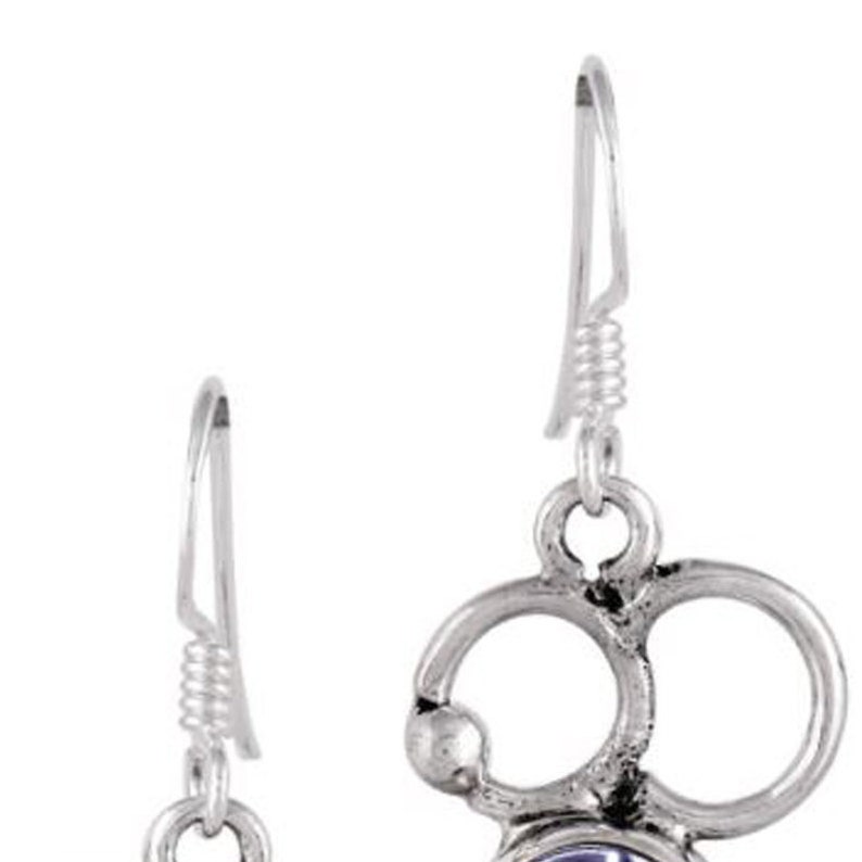 Drop-Dangle Earrings Sterling Silver Earrings Amethyst Earrings Oval Gemstone Earrings Solid Silver R475 February Birthstone Earrings