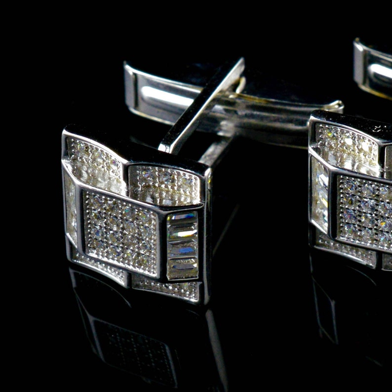 Wedding-Father\u2019s Day Round Cufflinks Formal wear Black /& Silver Cufflinks-Silver Tone Cufflinks Groom