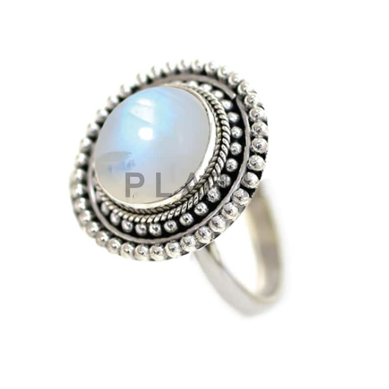 Sterling Silver Ring Blue Moonstone Ring Moonstone Jewelry Moonstone Ring Gift For Women R1493 June Birthstone Ring Promise Ring