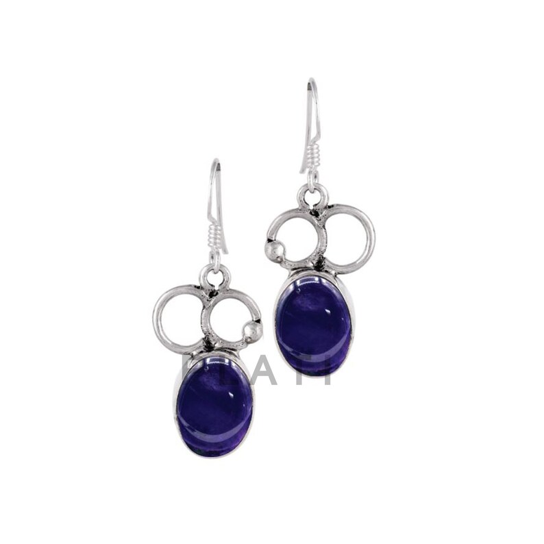 Drop-Dangle Earrings Sterling Silver Earrings Amethyst Earrings Oval Gemstone Earrings Solid Silver R475 February Birthstone Earrings