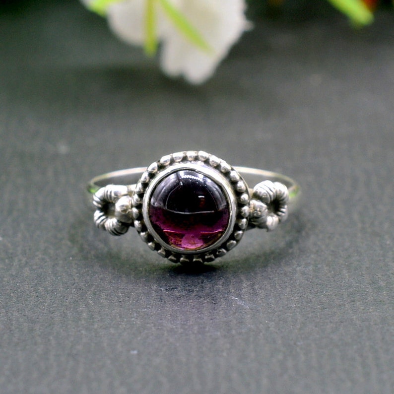 Sterling Silver Ring Gift for Her R204 Rhodolite Garnet Ring Square Gemstone Ring January Birthstone Ring Garnet Ring Minimalist Ring