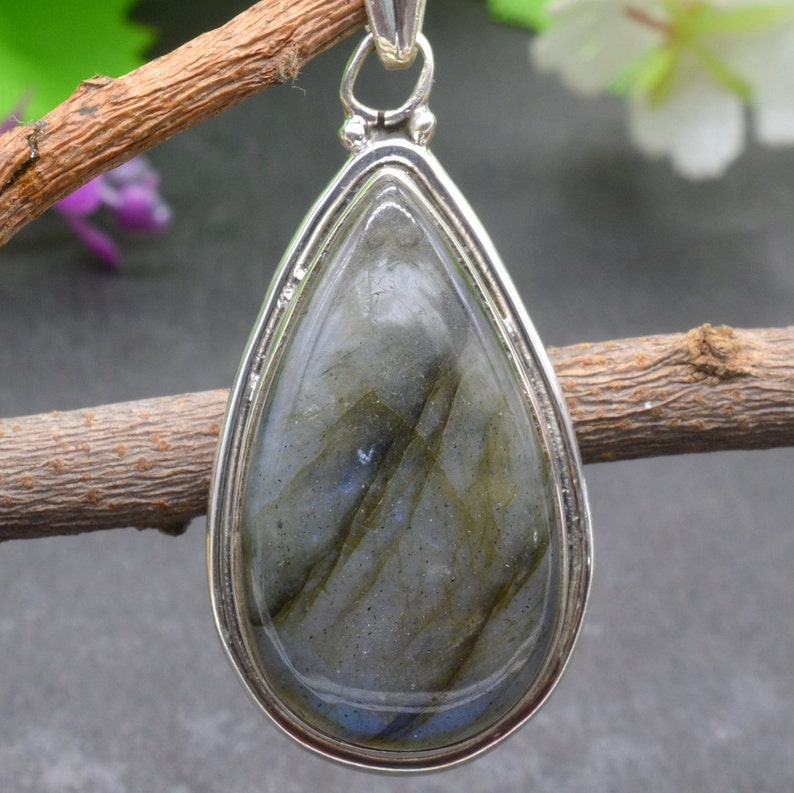 Wedding Gift P95 Sterling Silver Pendant Pear Labradorite Pendant Blue Labradorite Pendant Birthstone Pendant Labradorite Pendant