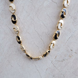 Vintage monochrome emaille decoratieve schakelketting