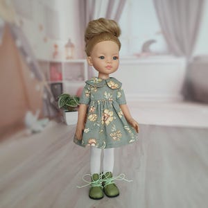 PRE-ORDER Floral dress for Paola Reina doll, 32 cm, short sleeves, cute collar Clothes for Paola, Ruby Red, clothing for dolls, Doll Clothes