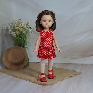 Polka Dot Dress for Paola Reina 32cm Doll: Sleeveless Clothing