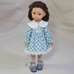 PRE-ORDER Blue cotton dress, detachable collar for Paola Reina 32 cm, Clothes for Paola, Ruby Red, Clothing for dolls 13 inch doll
