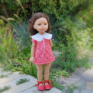Knitted Cotton Coral Doll Dress for Paola Reina 32cm