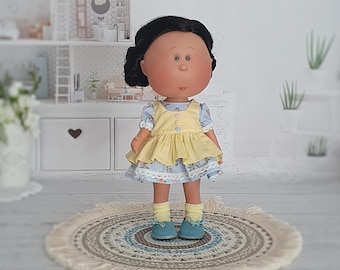 Dress & Pinafore Set for Mia, Pippa 30 cm, Doll Wear, Miniature Clothing