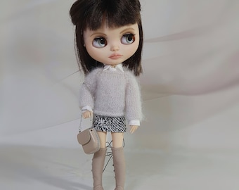 Sweater for Blythe, 1/6 Scale Doll, Knitted Kid Mohair Cardigan in Colors
