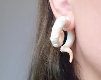 fake plug tentacle earrings fake piercing mini kraken fimo