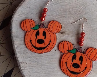 earrings mickey pumpkin halloween crazy plastic resin pumpkin mickey