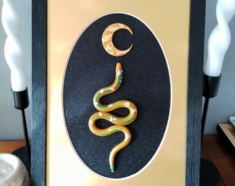 Gothic golden snake sculpture frame