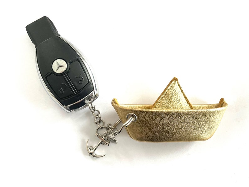 Leather Boat Keychain - Etsy