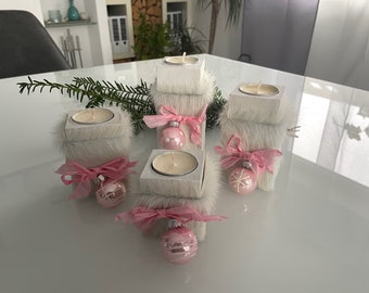 Advent wreath made of wood with cowhide