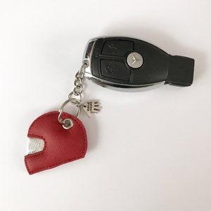 Motorradhelm klein Schlüsselanhänger aus Leder Bild 1