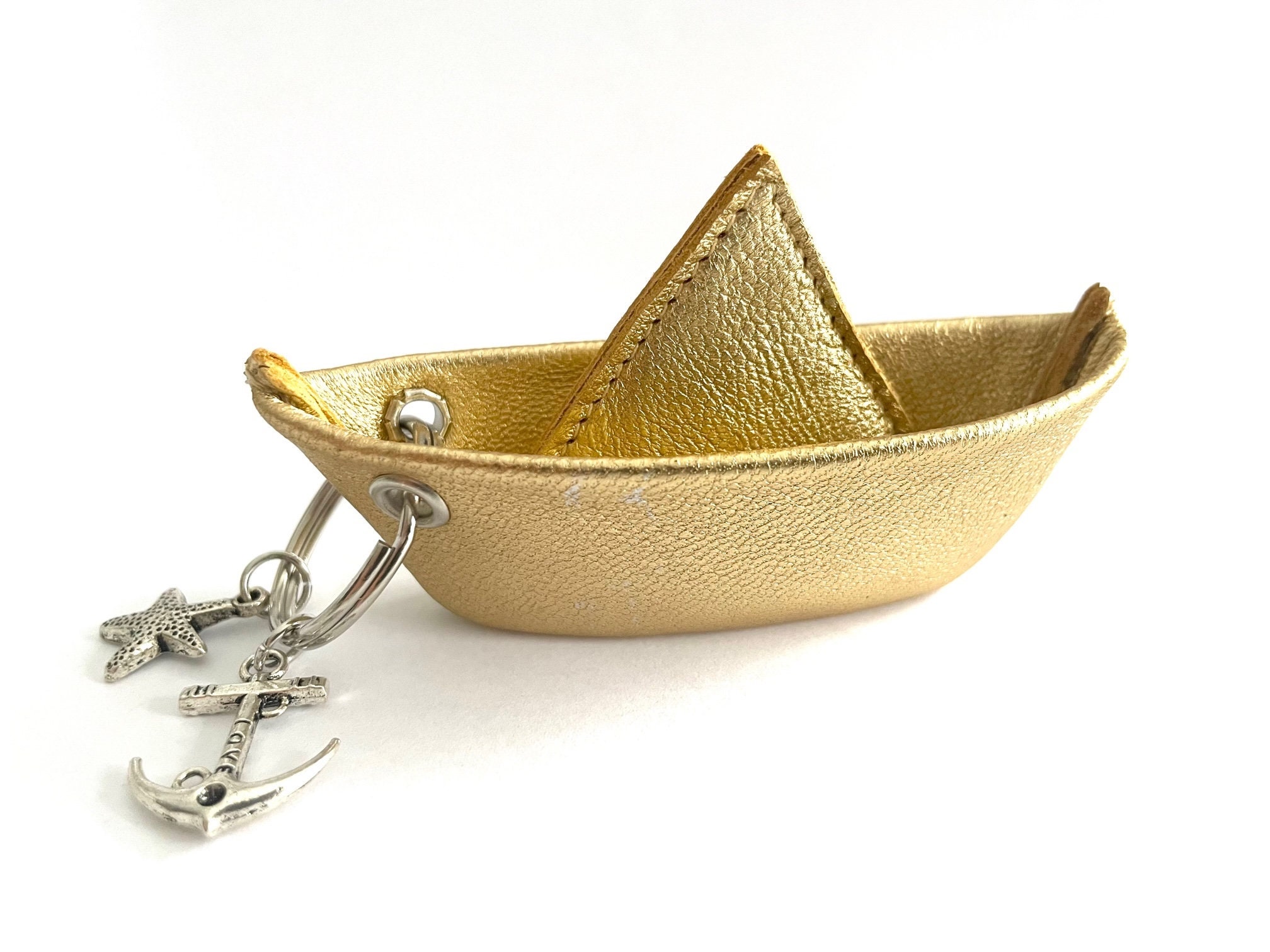 Leather Boat Keychain - Etsy