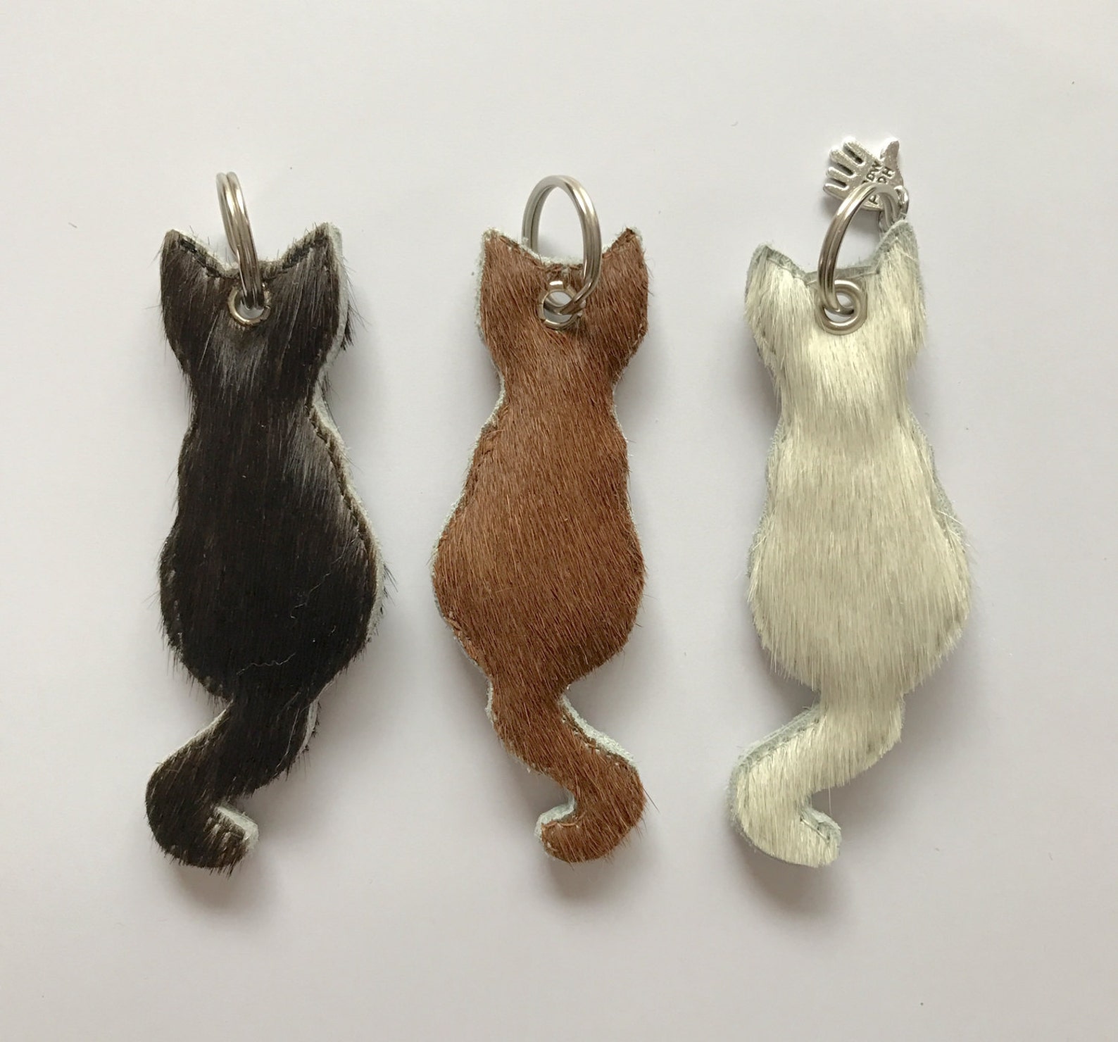 Cat keychain made of cowskin Etsy