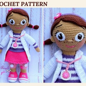 Crochet Doll Pattern Doc McStuffins Doll Pattern Amigurumi Doll Doctor Toys Crochet Toys Pattern Stuffed Toy Crochet Plush Toy