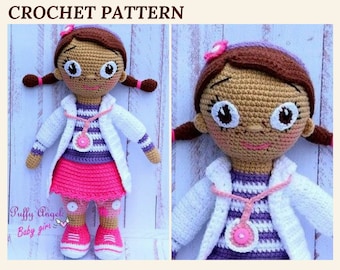 Crochet Doll Pattern Doc McStuffins Doll Pattern Amigurumi Doll Doctor Toys Crochet Toys Pattern Stuffed Toy Crochet Plush Toy