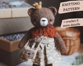 Bear Toy Knitting Pattern, Amigurumi Pattern, Knitted Bear