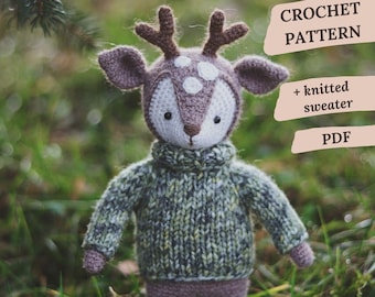Crochet Deer Pattern Toy Woodland Reindeer Pattern Forest Animals Nursery Decor