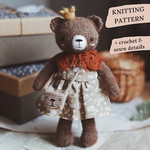 Bear Toy Knitting Pattern, Amigurumi Pattern, Knitted Bear
